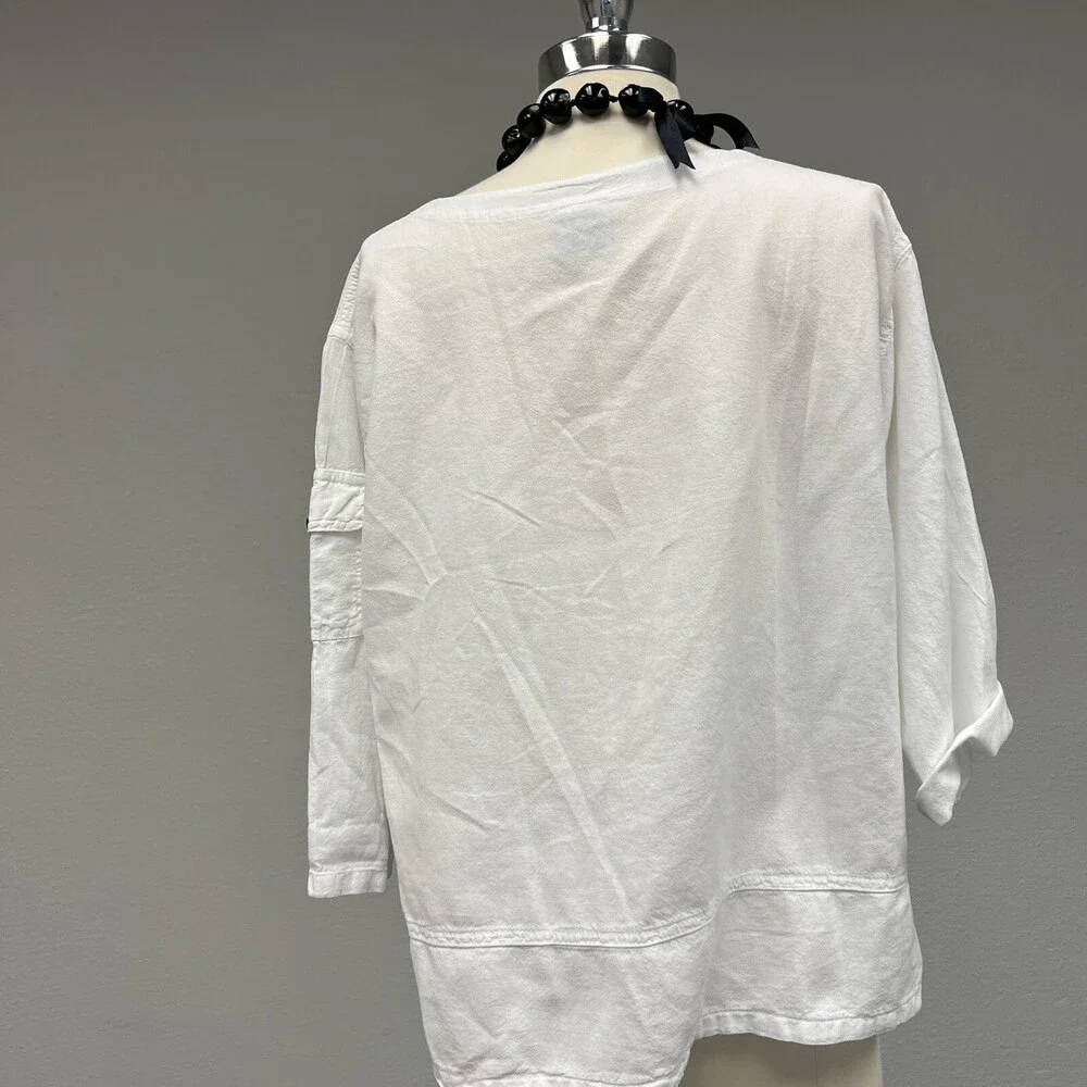 Sea Breeze of California‎ Women White 3/4 Sleeve Blouse L - Picture 5 of 8